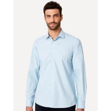 Imagem de Camisa Dudalina Masculina Slim Tricoline Lisa Azul-Masculino