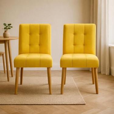 Imagem de Kit 02 Cadeiras Jantar Luna tecido Suede para Quarto Sala salão recepç