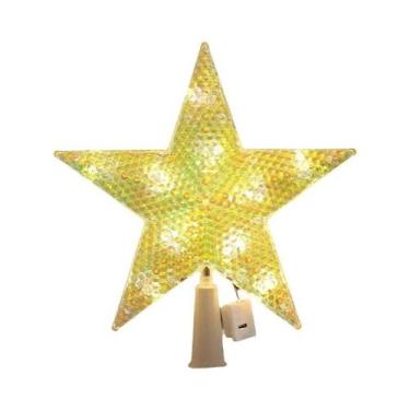 Imagem de Decoração De Árvore De Natal LED De 15cm Com Estrelas Brilhantes Em Br