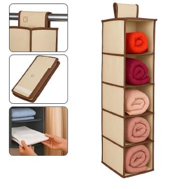 Imagem de Sapateira Vertical Organizadora Com 5 Divisórias Para Guarda Roupa Closet E Armário