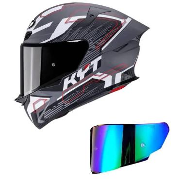 Imagem de Capacete KYT TT Revo Speeding Preto e Cinza Mais Viseira Camaleão-Masculino