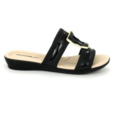 Imagem de Tamanco Feminina Piccadilly Original Rasteira Esporão 407, 35, Preto