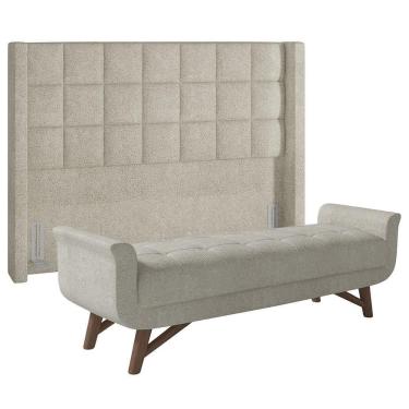 Imagem de Cabeceira Cama Box Queen 160cm Pisa E Recamier Neville Z37 Boucle Cru - Mpozenato