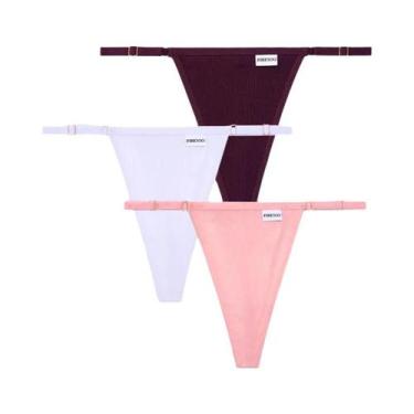 Imagem de Conjunto De Calcinhas De Algodão Femininas Sexy T-Back Com Cintura Aju