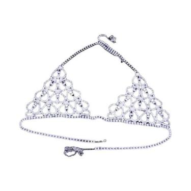Imagem de Conjunto De Biquíni Sexy Com Corações De Strass Brilhantes Para Mulher