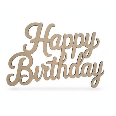 Imagem de Placa Decorativa Em Mdf Happy Birthday Palavra Decoração Aniversário M