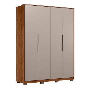 Imagem de Guarda Roupa Casal Attore D43010kpe 4 Portas Nogueira Nude Tx Com Pés Demóbile - Demartêz