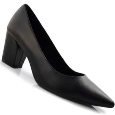 Imagem de Sapato Scarpin Usaflex Z7614 Salto Grosso Feminino, Preto, 37