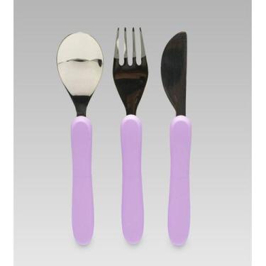 Imagem de Kit Talheres Inox 3 Unidades Twibex Bebê Infantil Seguro Prático Confo