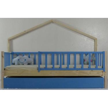 Imagem de Bicama Montessoriana Solteiro Base Moldura Colorida Madeira Maciça Pin