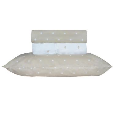 Imagem de Jogo De Cama Duplo Queen 4 Peças Percal 180 Fios Petit Fendi Sonhare Prata