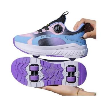 Imagem de Tênis De Patins De 4 Rodas Para Crianças, Calçados Multifuncionais Par