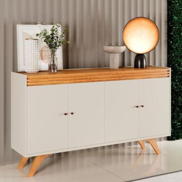 Imagem de Buffet Aparador 160cm com 4 Portas Madrid e Pés em Madeira Maciça em MDP