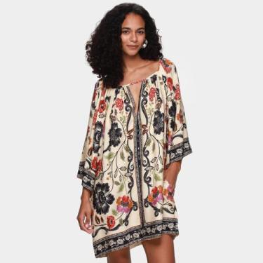 Imagem de Vestido Curto Farm Flor de Fita, Bege, M