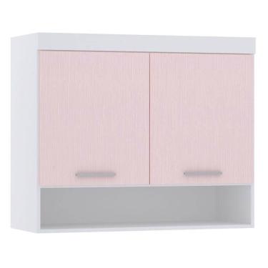 Imagem de Armário Aéreo Maleiro 97cm 2 Pts Alpes Luciane Móveis Branco Pf/rosa Pf