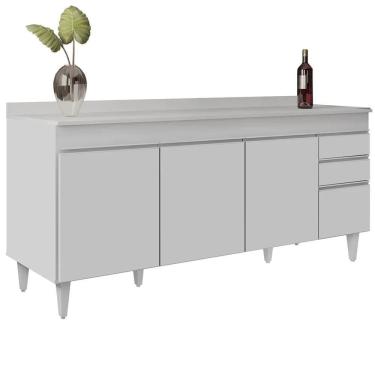 Imagem de Balcão Gabinete 180cm Com Tampo Dallas Branco - Lumil