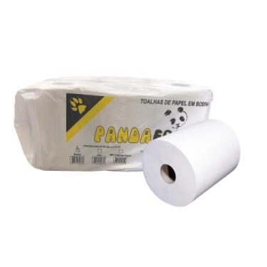 Imagem de Papel Toalha Bobina Branco 20cm x 200m Pandafree - Kit com 6 Rolos