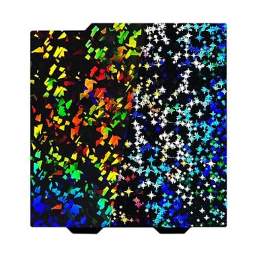 Imagem de Ideaformer Smooth PEF PEY Build Plate para Bambu Lab A1 Mini, Galaxy PEY+Rainbow Confetti PEF Spring Steel Plate Folha flexível dupla face para impressora 3D Bambu (sem placa de superfície magnética)