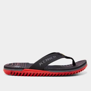 Imagem de Sandália Kenner Flamengo Nk6 Pro Masculina, Preto, Vermelho, 41