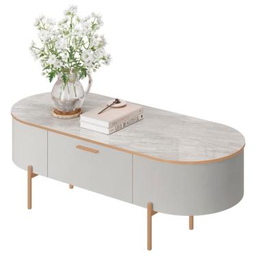 Imagem de Mesa De Centro Para Sala Pés Metálicos Clover D04 Bali-quartzo - Mpozenato