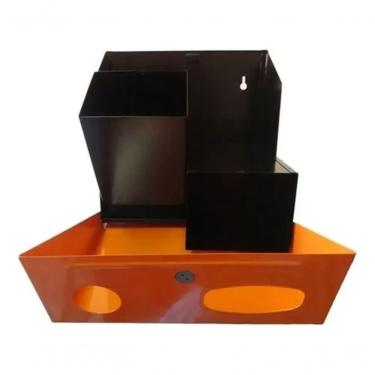 Imagem de Lixeira Coletora para Pilhas e Baterias Jsn M5 para Descarte com Sistema de Chave e Dois Recipientes 3,85L Laranja