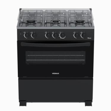 Imagem de Fogao 6 Bocas Venax Picasso GIIi Preto Fosco Gas Glp, Bivolt