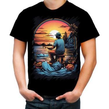 Imagem de Camiseta Colorida Pesca Esportiva Pôr do Sol Peixes 15 - Kasubeck Stor