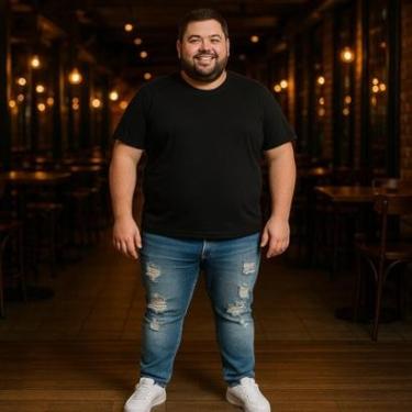 Imagem de CALÇA JEANS Masculina RASGADA Plus Size Grande Tamanho 44 46 48 Reforçada 1094-Masculino