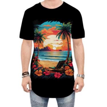 Imagem de Camiseta Longline Praia Paradisíaca Vintage 15 - Kasubeck Store®, G
