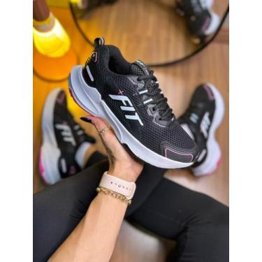 Imagem de Tênis Feminino Pro One Da +Fit Academia Treinos Caminhada, Preto, Pink