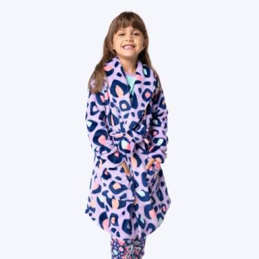 Imagem de Roupão Manga Longa Soft Onça Infantil Menina Puket 030402861, Lavanda,