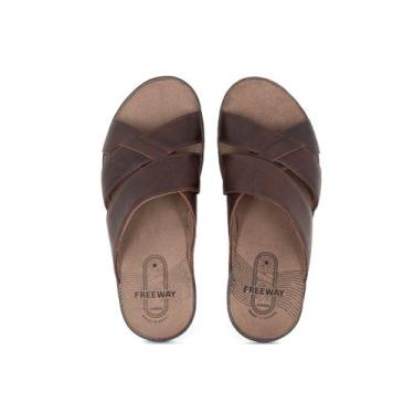 Imagem de Sandália Masculina Freeway Casual Canastra2 Couro Chinelo Confortável,