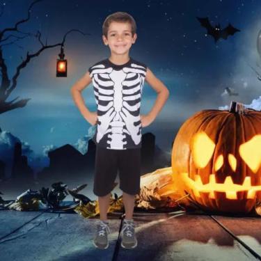 Imagem de Fantasia Infantil Esqueleto Criança Meninos Festa Brink Model P, M e G