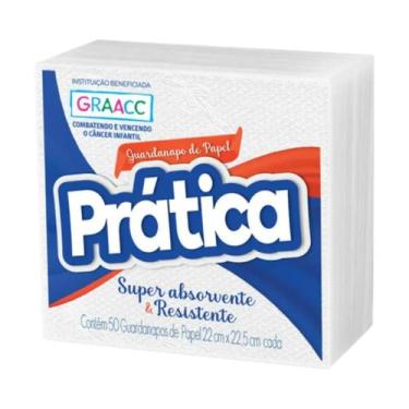 Imagem de Guardanapo de Papel Prática Com 50 Folhas Simples 22x22,5cm - Prtica