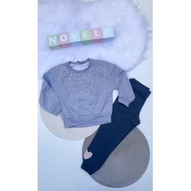 Imagem de Conjunto Infantil Menina Casaco e Calça Moletom Pelúciado Milon, Mescl