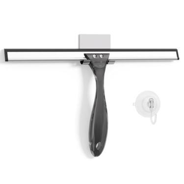 Imagem de Rodo de chuveiro AmazerBath para portas de vidro de 30 cm, preto trans