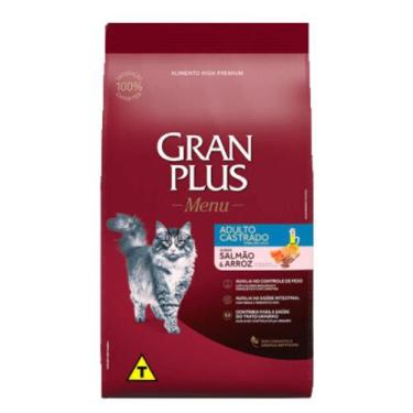 Imagem de Ração GranPlus Menu Para Gatos Adultos Castrados Sabor Salmão e Arroz 