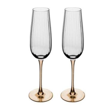 Imagem de Conjunto 2 Taças para Espumante Classic de Vidro 230ml com Haste Âmbar