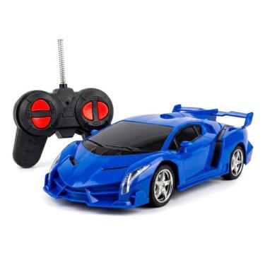 Imagem de Lamborghini De Controle Remoto Azul Com Luzes Carro Esportivo De Brinq