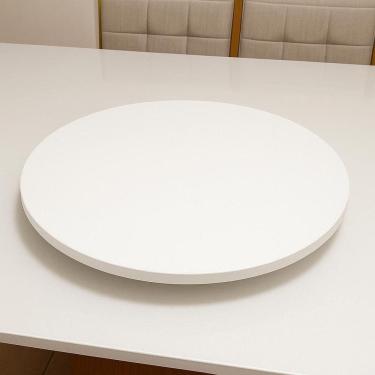Imagem de Centro de Mesa Prato Giratório 80cm MDF Branco Lubrano Decor