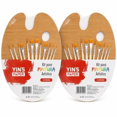 Imagem de Kit Pintura Decorativa 2 Godês Madeira 24 Pincéis Restauração Móveis P