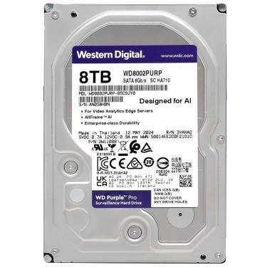 Imagem de HD WD Purple Pro 8TB 3.5 SATA 3 7200 RPM com Tecnologia Allframe 4K WD8002PURP Preto Western Digital