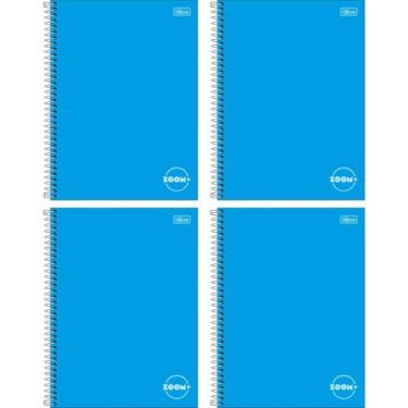 Imagem de Kit 4 Caderno Universitário 1 Matéria 96fls Zoom Tilibra, Azul