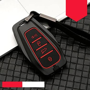 Imagem de WSWJDW Zinc Alloy Silicon Car Remote Car Key Case Cover Chaveiro Ring Key Bag, apto para Geely Coolray Atlas Boyue NL3 Emgrand X7 EX7 SUV GT GC9 Borui 2019, D, preto vermelho