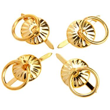 Imagem de 12pcs / 4 pcs puxe punho 17mm vintage anel de ferro anel de ouro/antigo armário de bronze porta armário armário gaveta guarda-roupa acessórios de móveis YYDFPIIA (Color : 4pcs Gold)