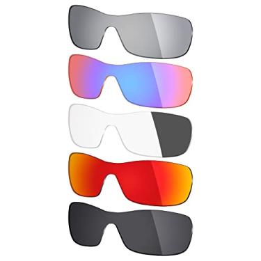 Imagem de 5 pares de lentes polarizadas de substituição Mryok para óculos de sol Oakley Antix – Stealth preto/vermelho fogo/cinza fotocromático/rosa cobalto/prata titânio