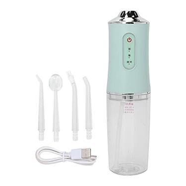 Imagem de Irrigador oral, limpador de dentes portátil compacto para manchas remoção de tártaro com bocal para homens para mulheres para viagem hotel para casa (verde)