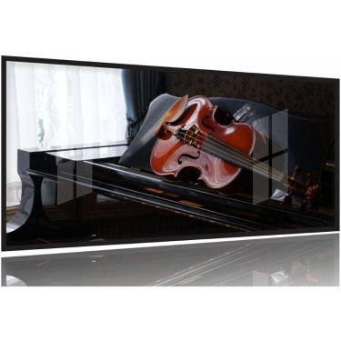 Imagem de Quadro Decorativo Piano E Violino 130x60 Moldura Preta 2x2