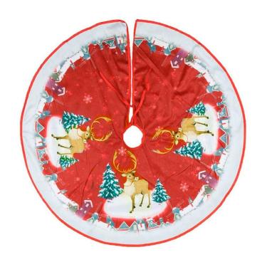 Imagem de Saia Para Árvore de Natal Temática Rena Pinheiro 83cm