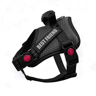 Imagem de Foern Colete de serviço para cães, sem puxar, fácil de colocar e tirar, chicote para animais de estimação, com alça 3M, faixa reflexiva treinamento de trabalho para cães médios grandes, preto, M